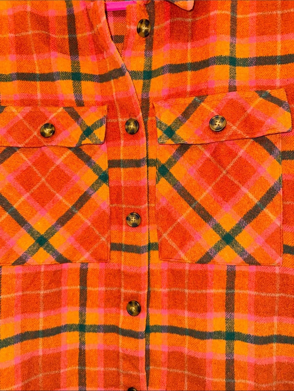 Wild Fable Orange Plaid Button-Up Flannel Shacket Jacket - Women medium